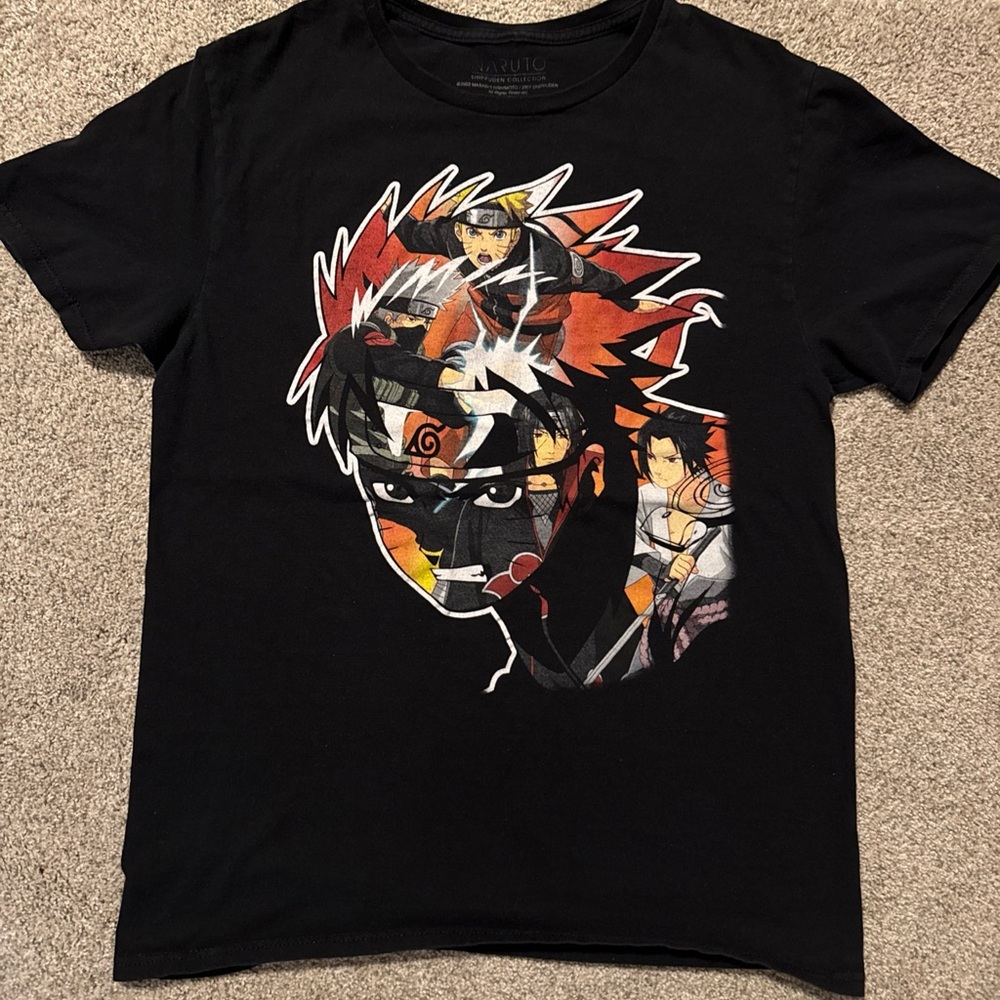 Black Graphic Tee with Anime Design